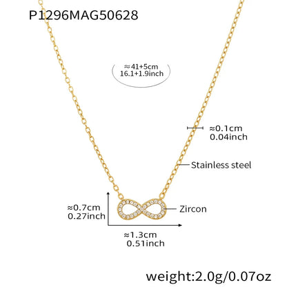 316L Stainless Steel Double Layer Infinity Zircon Necklace - Image 6