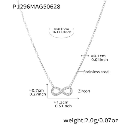 316L Stainless Steel Double Layer Infinity Zircon Necklace - Image 7