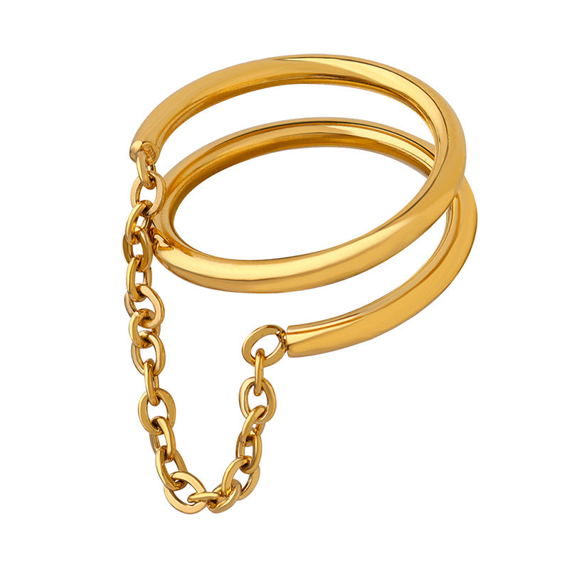 316L Stainless Steel 18K PVD Gold Double Layer Ring made with 316L stainless steel and 18K PVD gold finish for wholesale jewelry buyers - image 5