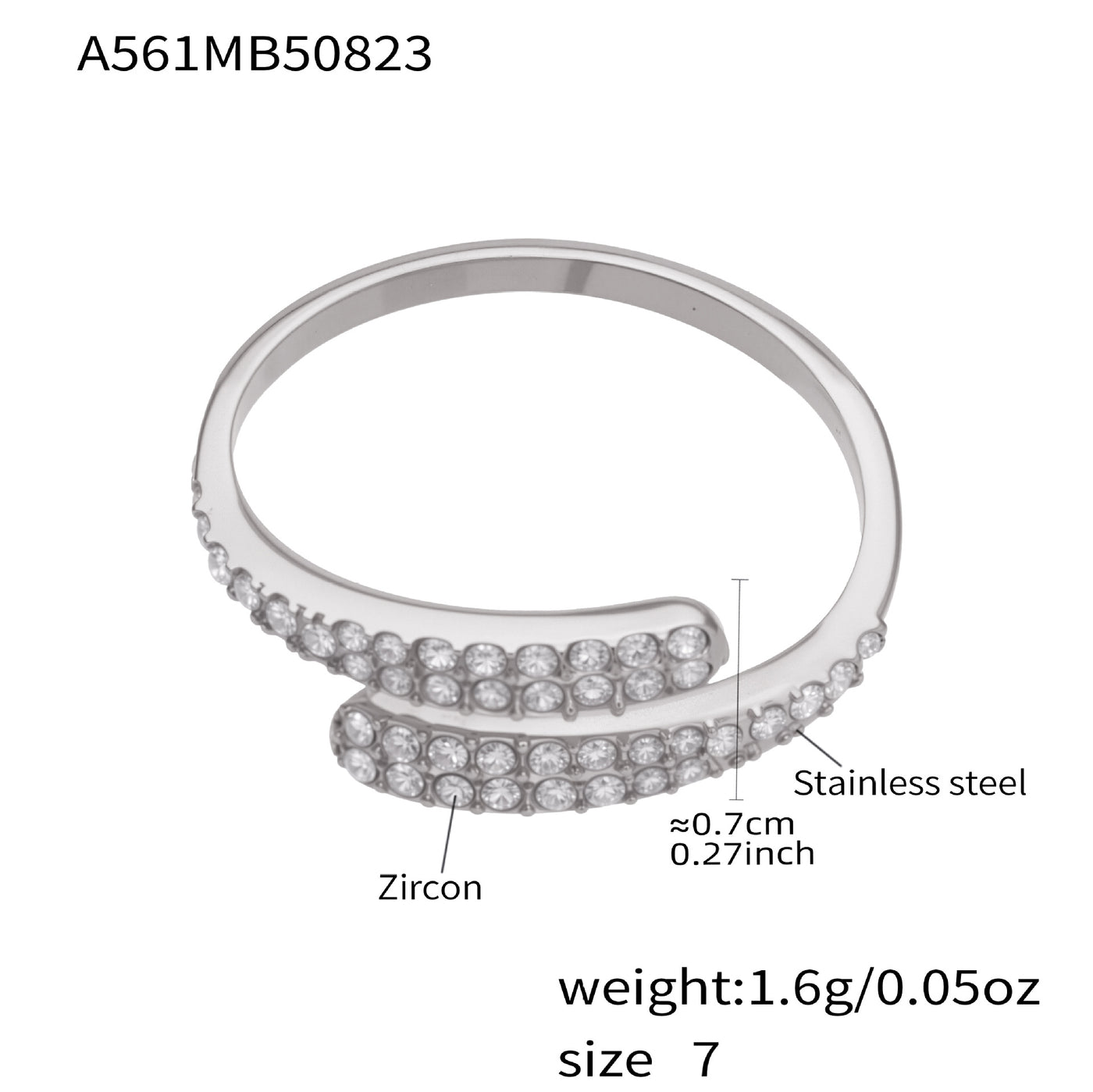 316L Stainless Steel 18K Gold Plated Sparkling Pave Zircon Adjustable Rings