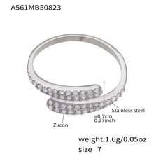 316L Stainless Steel 18K Gold Plated Sparkling Pave Zircon Adjustable Rings