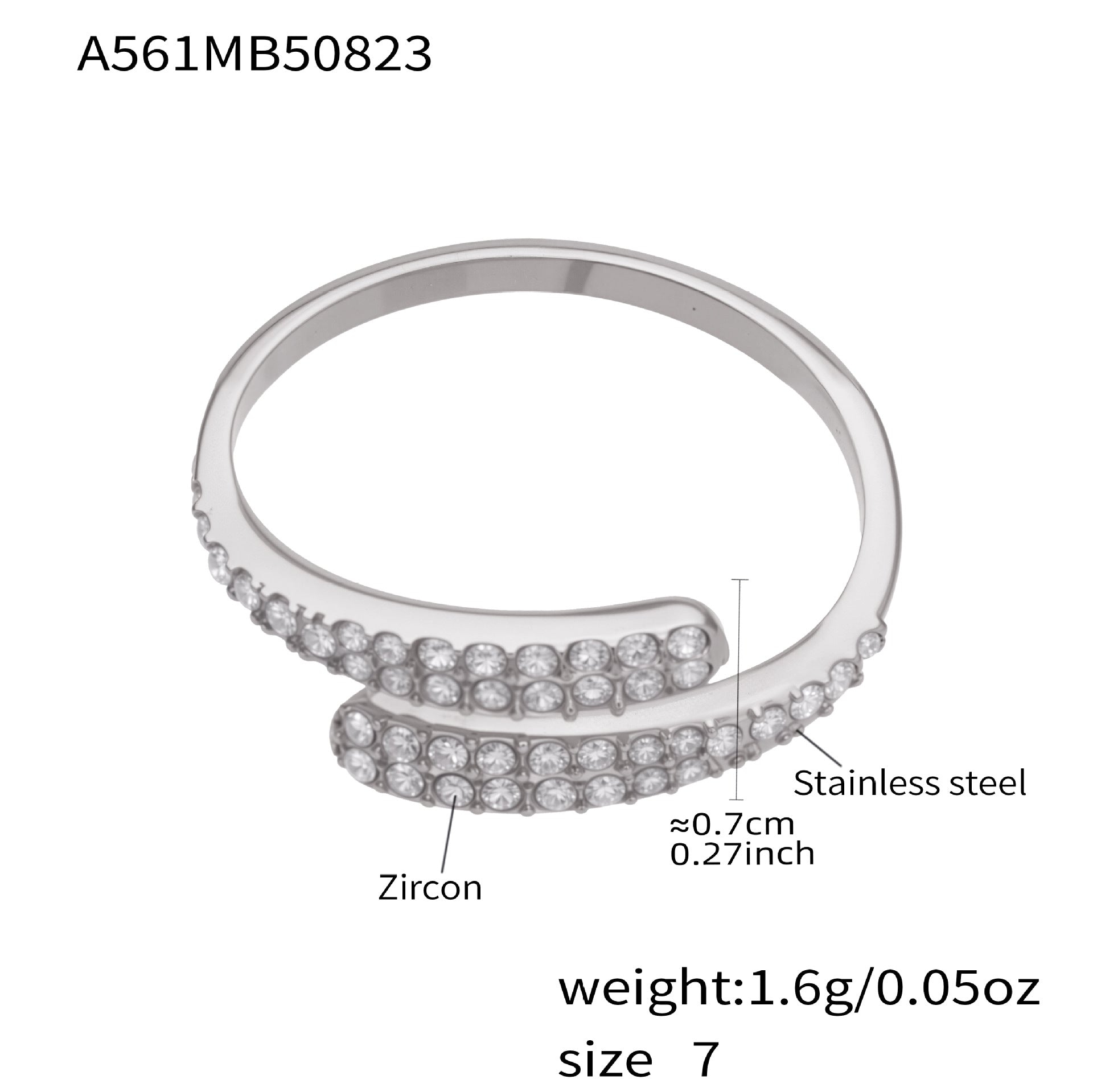 316L Stainless Steel 18K Gold Plated Sparkling Pave Zircon Adjustable Rings