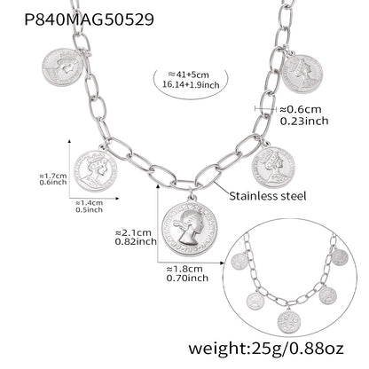 316L Stainless Steel Double-Sided Queen Portrait Multi-Tag Pendant Necklace - Image 4