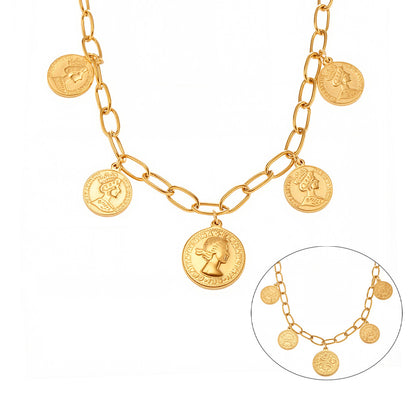 316L Stainless Steel Double-Sided Queen Portrait Multi-Tag Pendant Necklace - Image 9