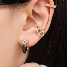 Stylish black zircon gold earrings for women