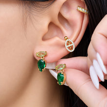 Vibrant green zircon gold drop earrings