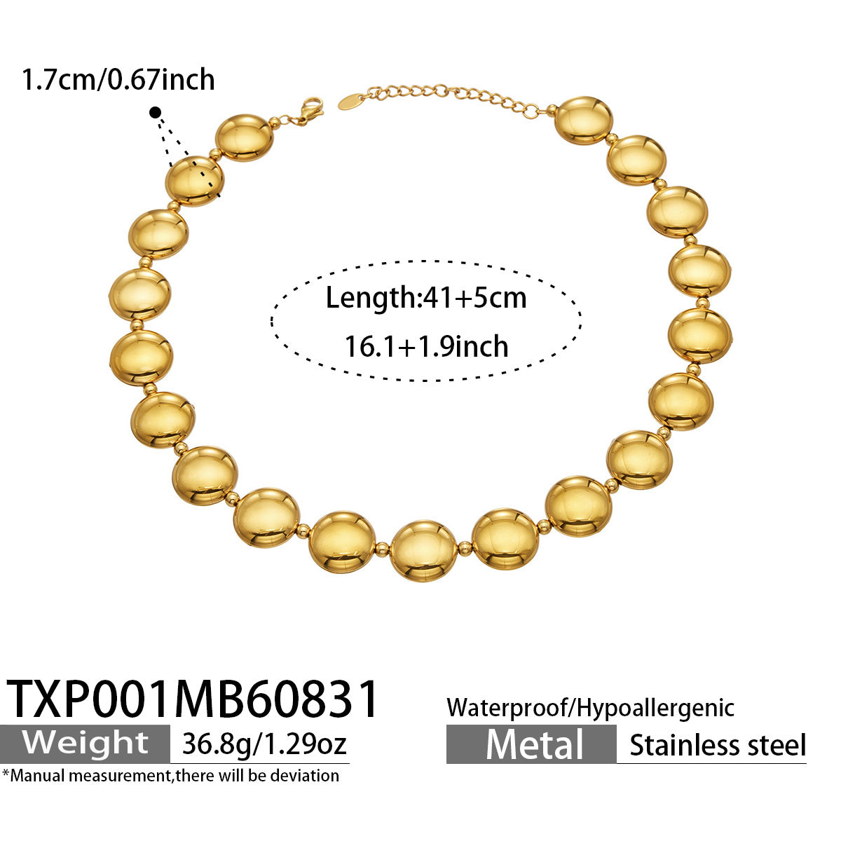 316L Stainless Steel 18K PVD Gold Droplet Bracelet made with 316L stainless steel and 18K PVD gold finish for wholesale jewelry buyers - image 12