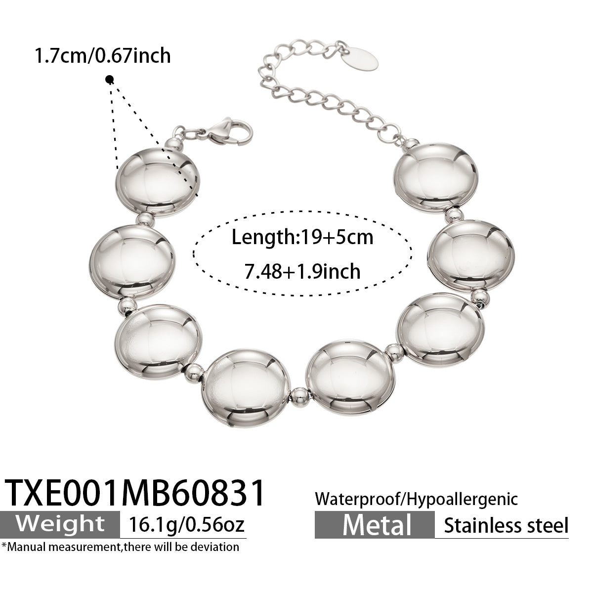 316L Stainless Steel 18K PVD Gold Droplet Bracelet made with 316L stainless steel and 18K PVD gold finish for wholesale jewelry buyers - image 9