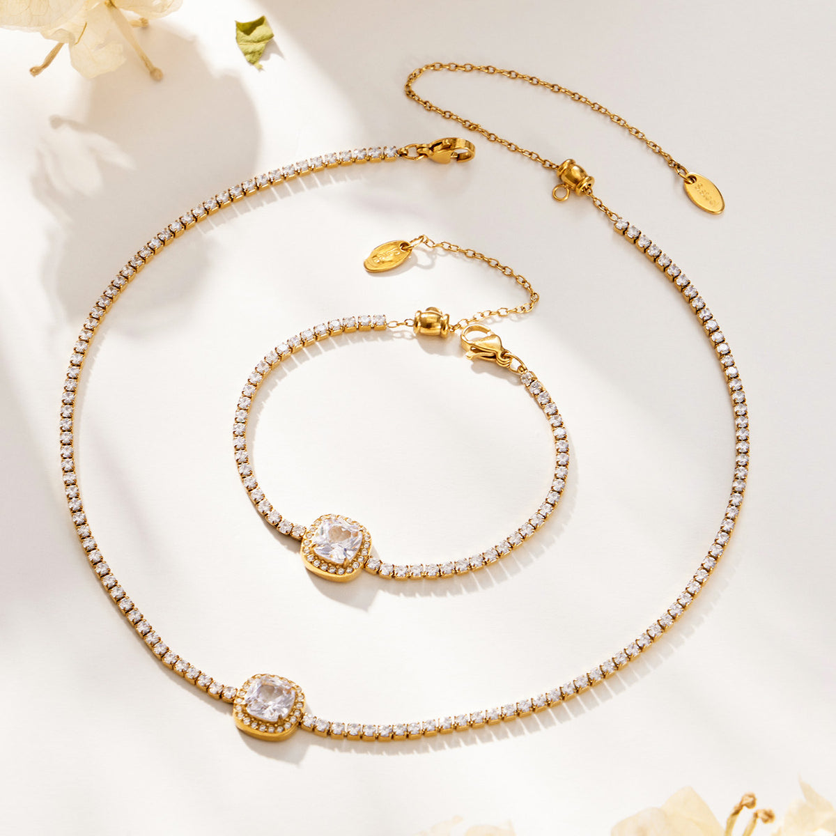 Stainless Steel Stone-Set Bracelet & Necklace Collection — product image 14