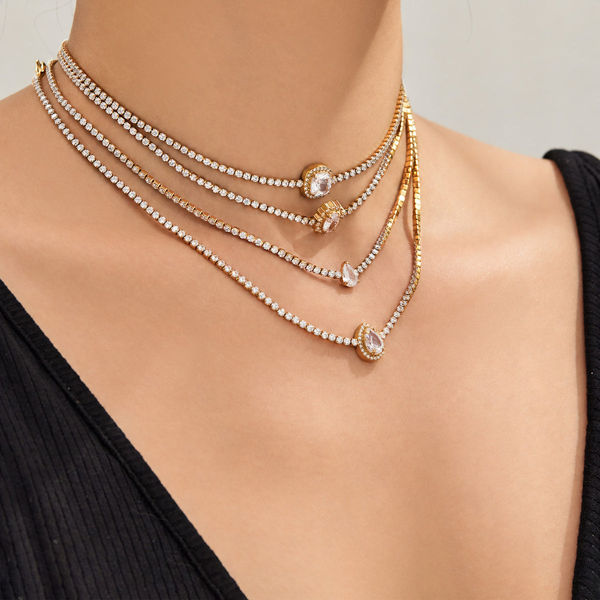 Stainless Steel Stone-Set Bracelet & Necklace Collection — product image 5