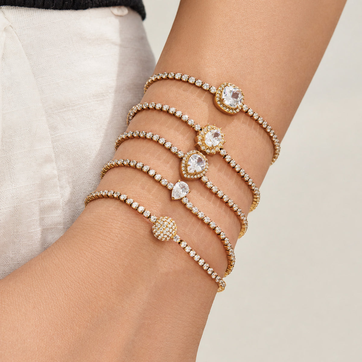 Stainless Steel Stone-Set Bracelet & Necklace Collection — product image 8