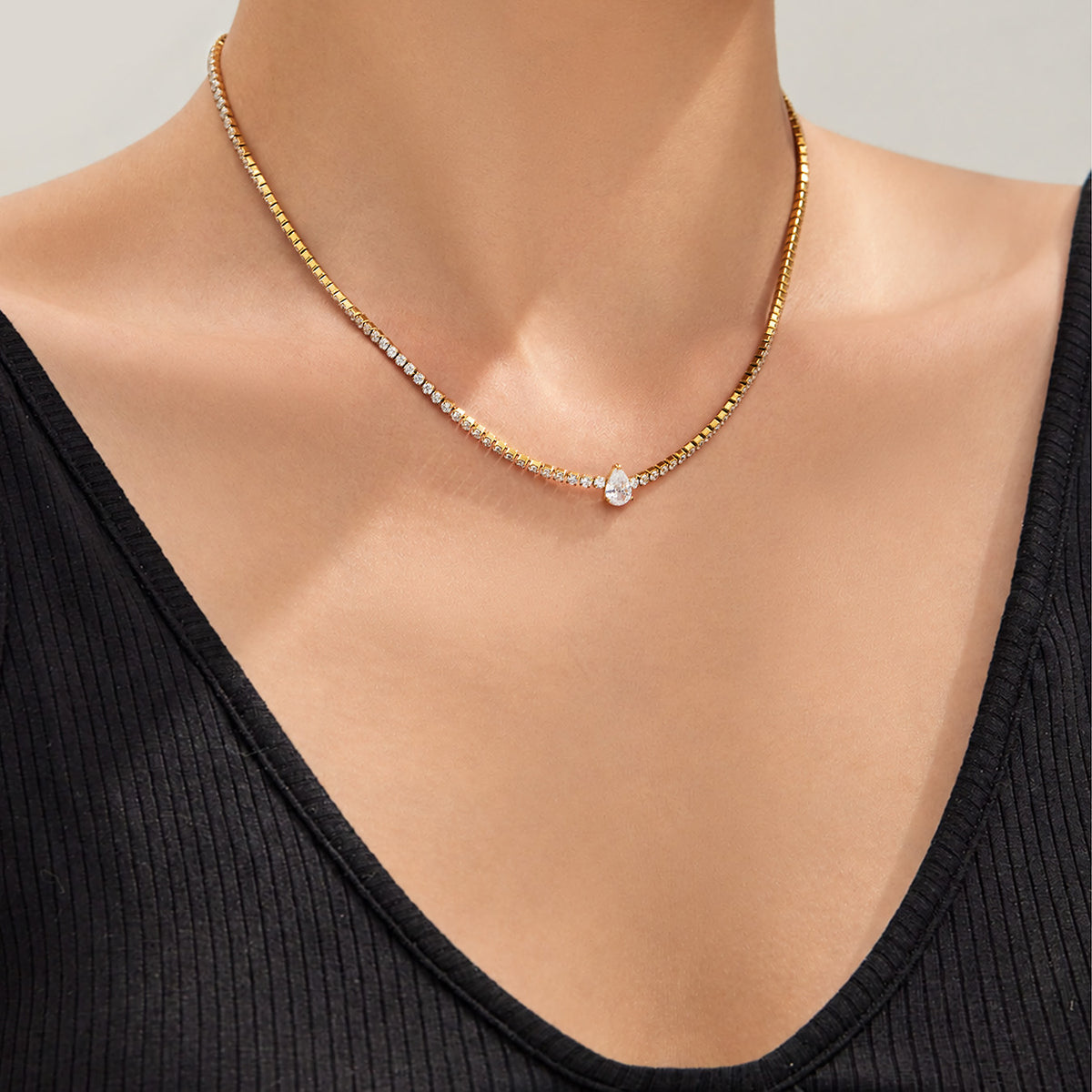 Stainless Steel Stone-Set Bracelet & Necklace Collection — product image 6