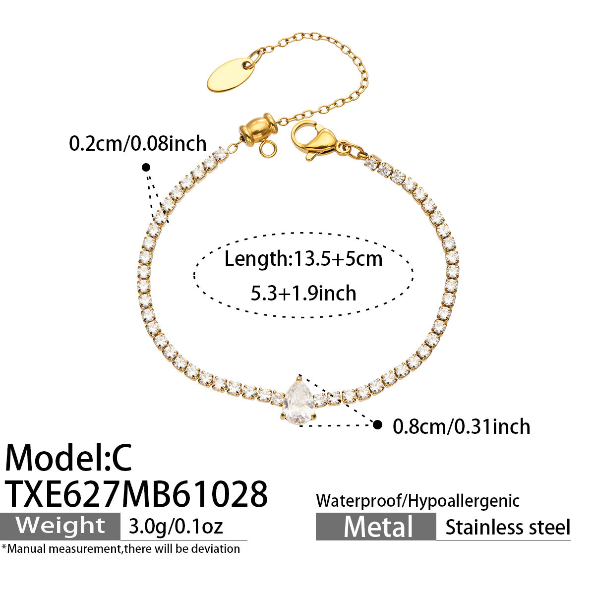 Stainless Steel Stone-Set Bracelet & Necklace Collection — product image 21