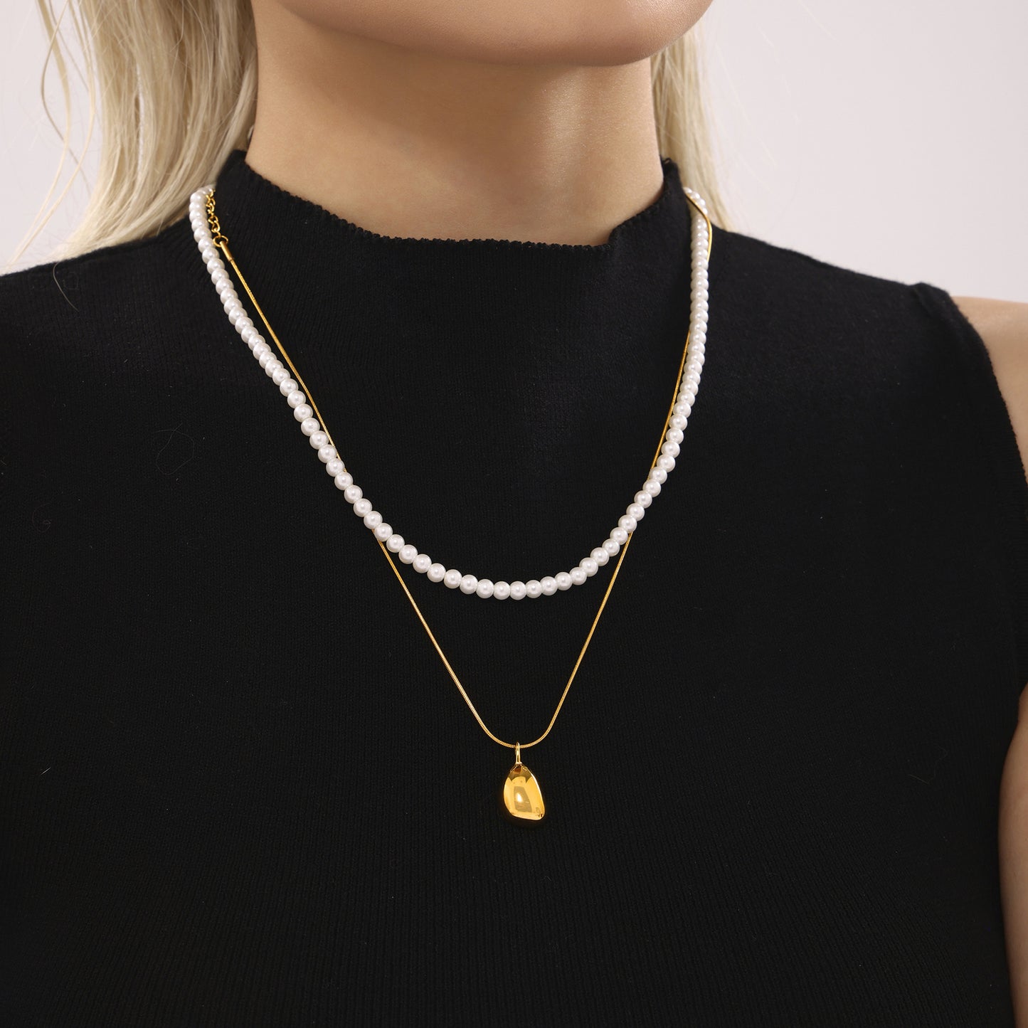 316L Stainless Steel 18K PVD Gold Droplet Necklace made with 316L stainless steel and 18K PVD gold finish for wholesale jewelry buyers - image 13