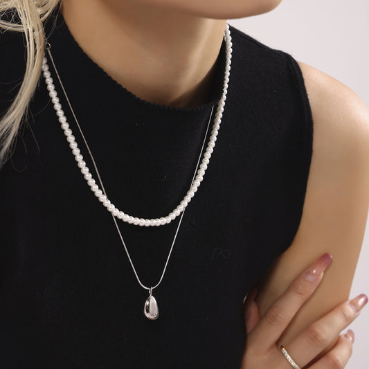 Elegant 316L Stainless Steel Droplet Necklace