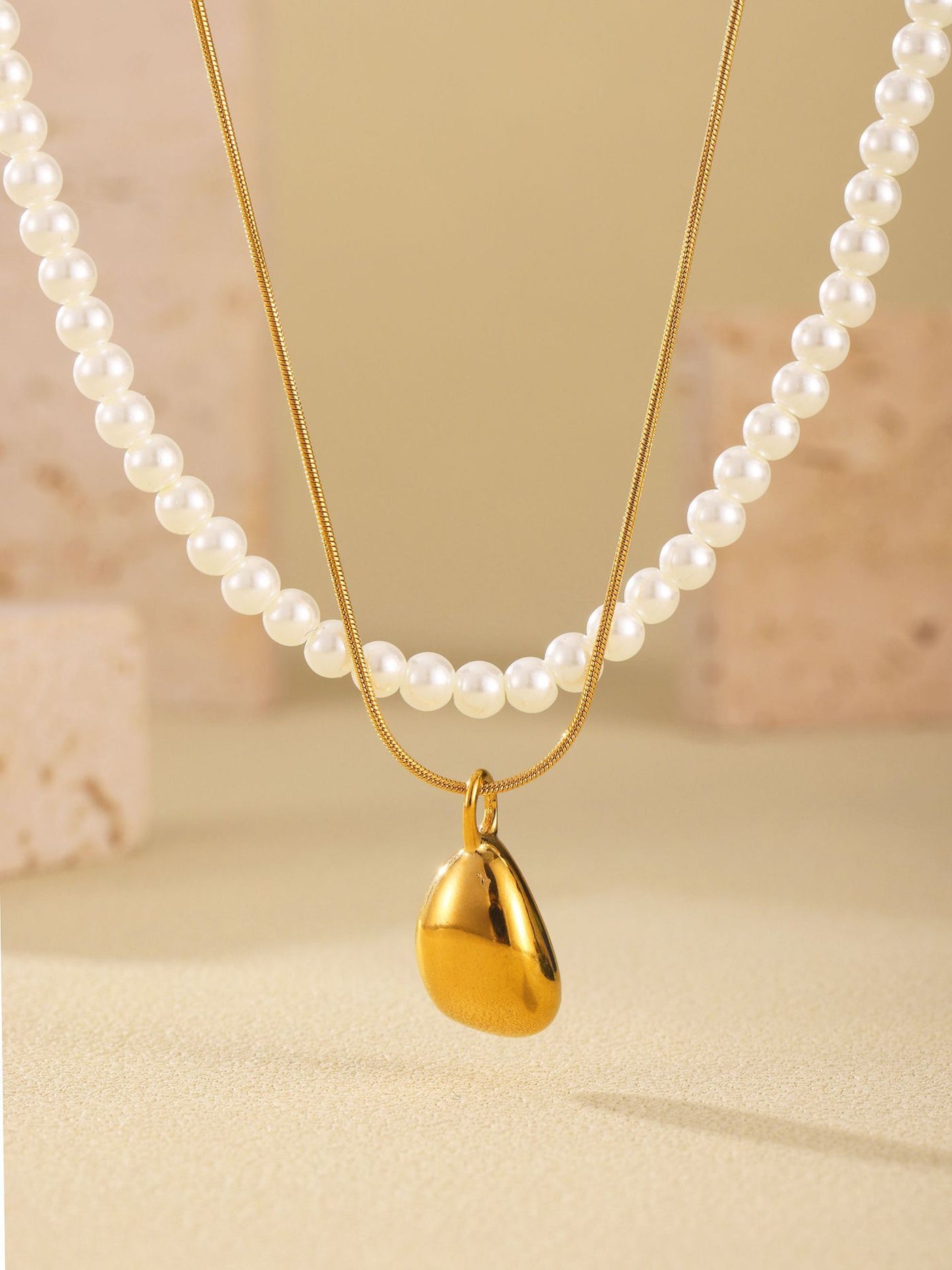 316L Stainless Steel 18K PVD Gold Droplet Necklace made with 316L stainless steel and 18K PVD gold finish for wholesale jewelry buyers - image 5