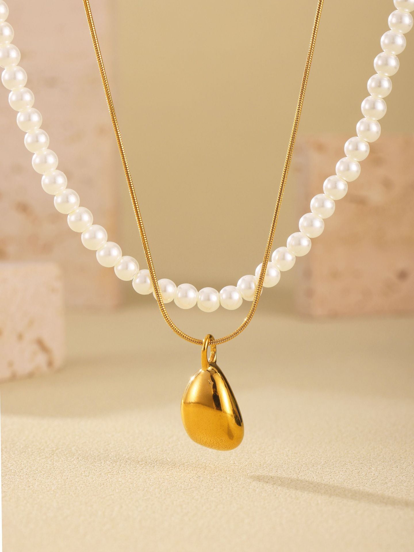 316L Stainless Steel 18K PVD Gold Droplet Necklace made with 316L stainless steel and 18K PVD gold finish for wholesale jewelry buyers - image 5