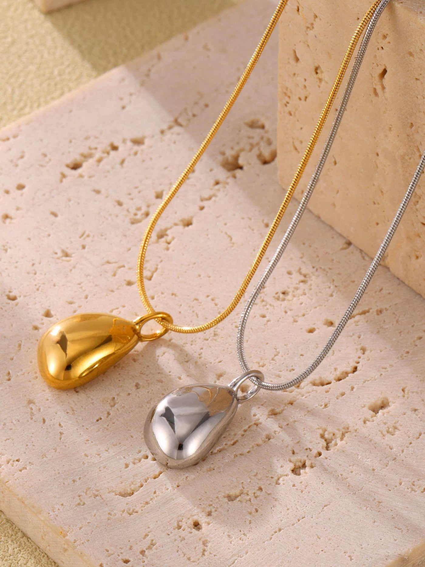 316L Stainless Steel 18K PVD Gold Droplet Necklace made with 316L stainless steel and 18K PVD gold finish for wholesale jewelry buyers - image 9