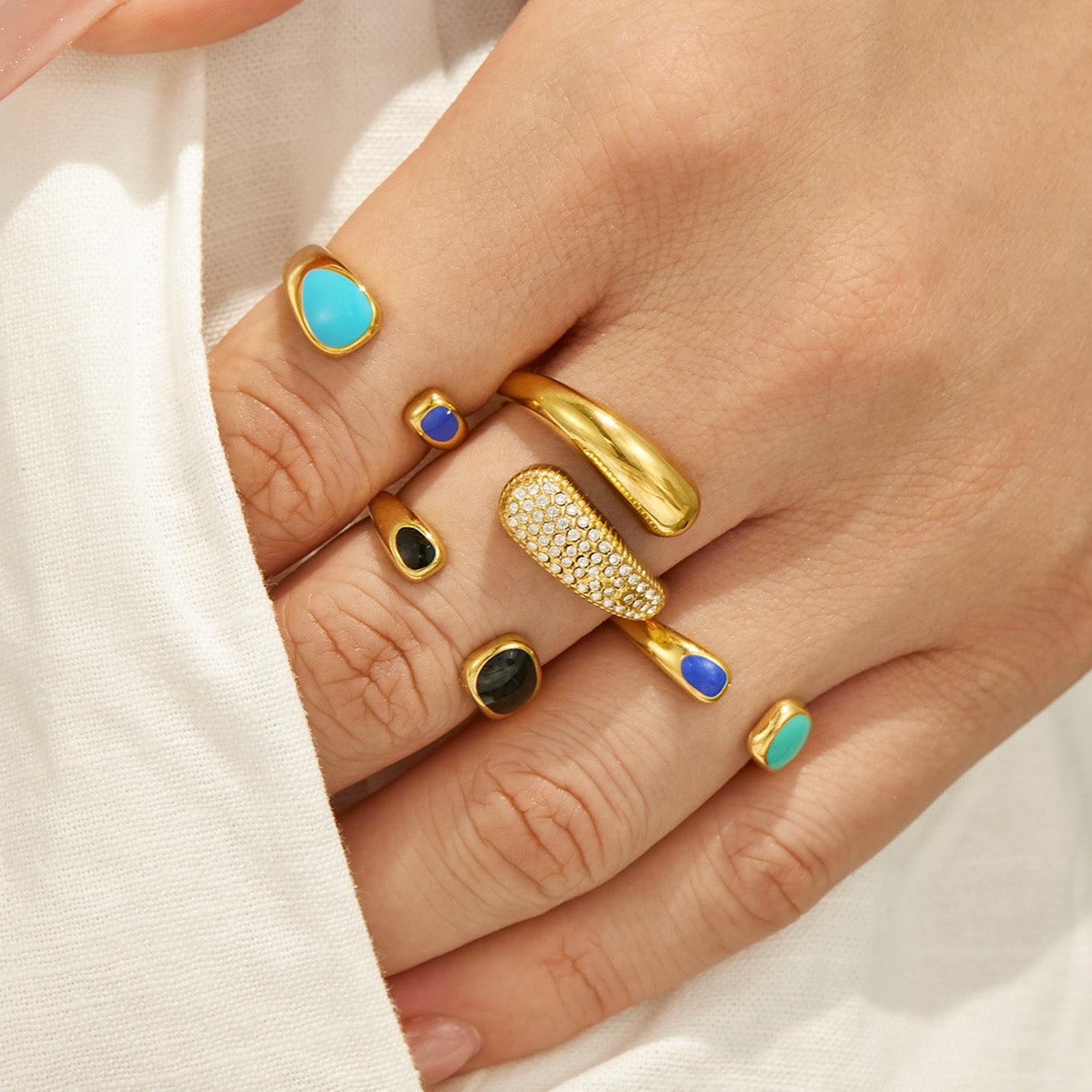 316L Stainless Steel 18K PVD Gold Droplet Ring made with 316L stainless steel and 18K PVD gold finish for wholesale jewelry buyers - image 13