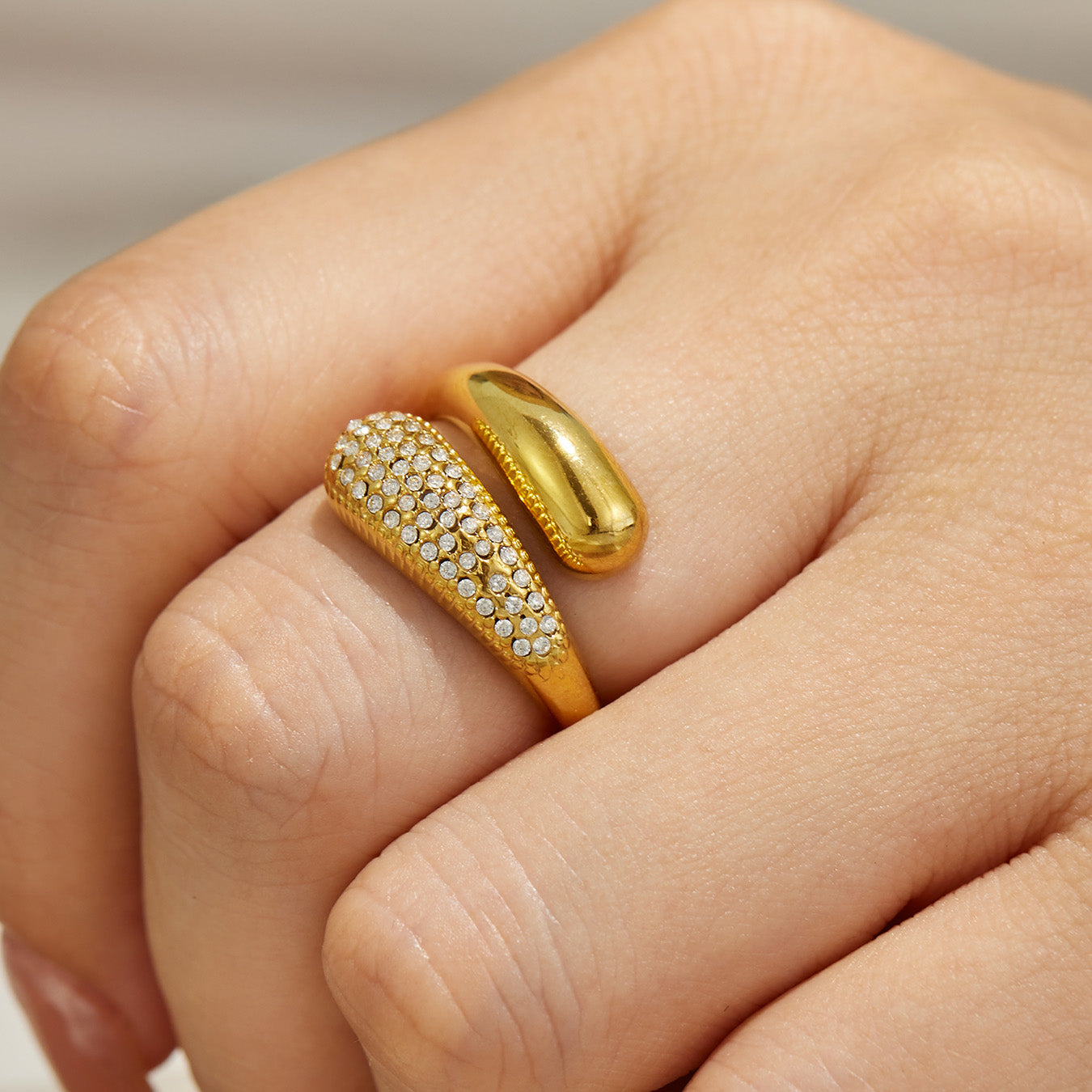 316L Stainless Steel 18K PVD Gold Droplet Ring made with 316L stainless steel and 18K PVD gold finish for wholesale jewelry buyers - image 9