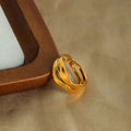 316L Stainless Steel 18K PVD Gold Dual-Layer Open Ring