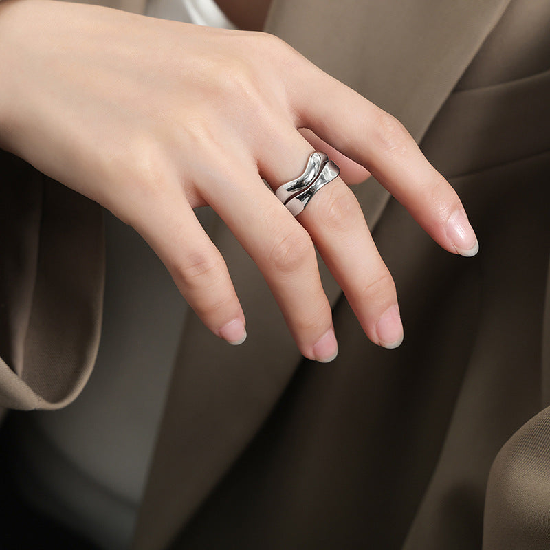 316L Stainless Steel 18K PVD Gold Dual-Layer Open Ring made with 316L stainless steel and 18K PVD gold finish for wholesale jewelry buyers - image 4