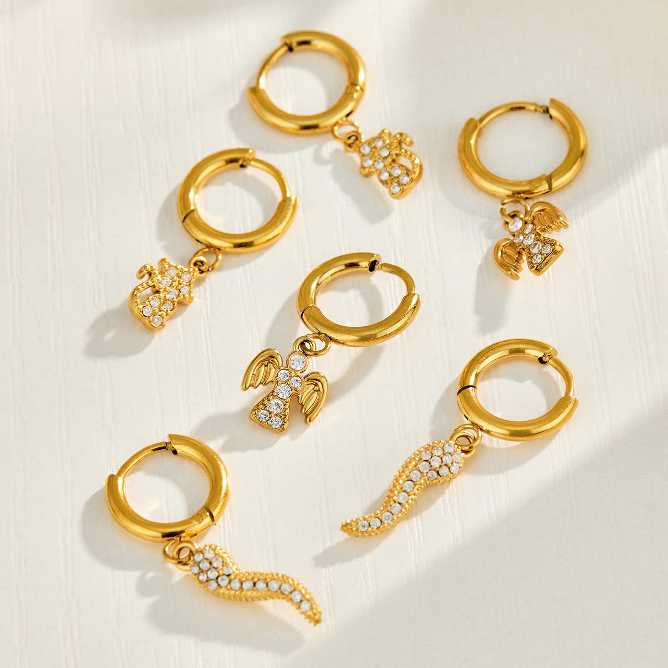 316L Stainless Steel 18K PVD Gold Cat Zircon Earrings made with 316L stainless steel and 18K PVD gold finish for wholesale jewelry buyers - image 10