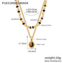 316L Stainless Steel Earthy Tone Natural Stone Beaded Layered Necklace - Image 1