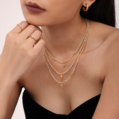 316L Stainless Steel Eight-Pointed Star Zircon Pendant Necklace - Image 3