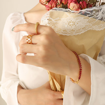 316L Stainless Steel Elegant Colorful Zircon Inlaid Necklace & Bracelet Set - Image 11