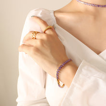 316L Stainless Steel Elegant Colorful Zircon Inlaid Necklace & Bracelet Set - Image 13