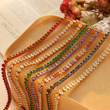 316L Stainless Steel Elegant Colorful Zircon Inlaid Necklace & Bracelet Set - Image 2