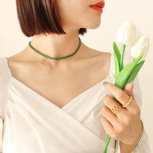 316L Stainless Steel Elegant Colorful Zircon Inlaid Necklace & Bracelet Set - Image 3