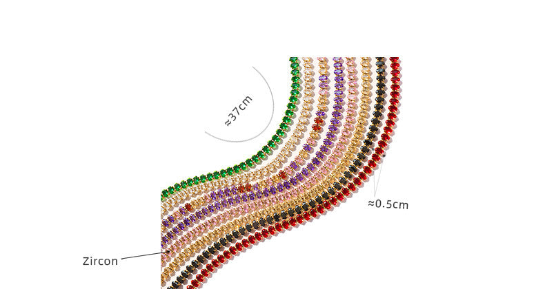 316L Stainless Steel Elegant Colorful Zircon Inlaid Necklace & Bracelet Set - Image 4