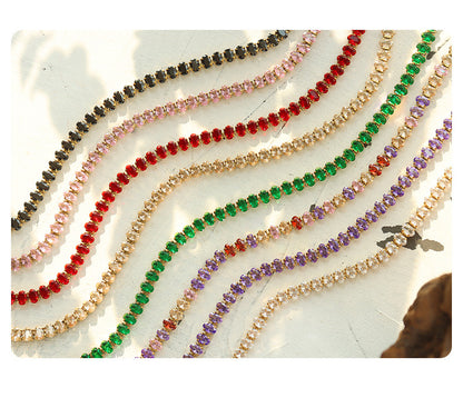 316L Stainless Steel Elegant Colorful Zircon Inlaid Necklace & Bracelet Set - Image 5