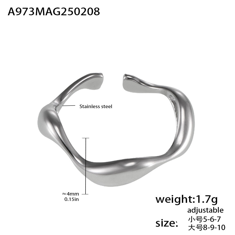 316L Stainless Steel Elegant Curved Band Ring - Image 1