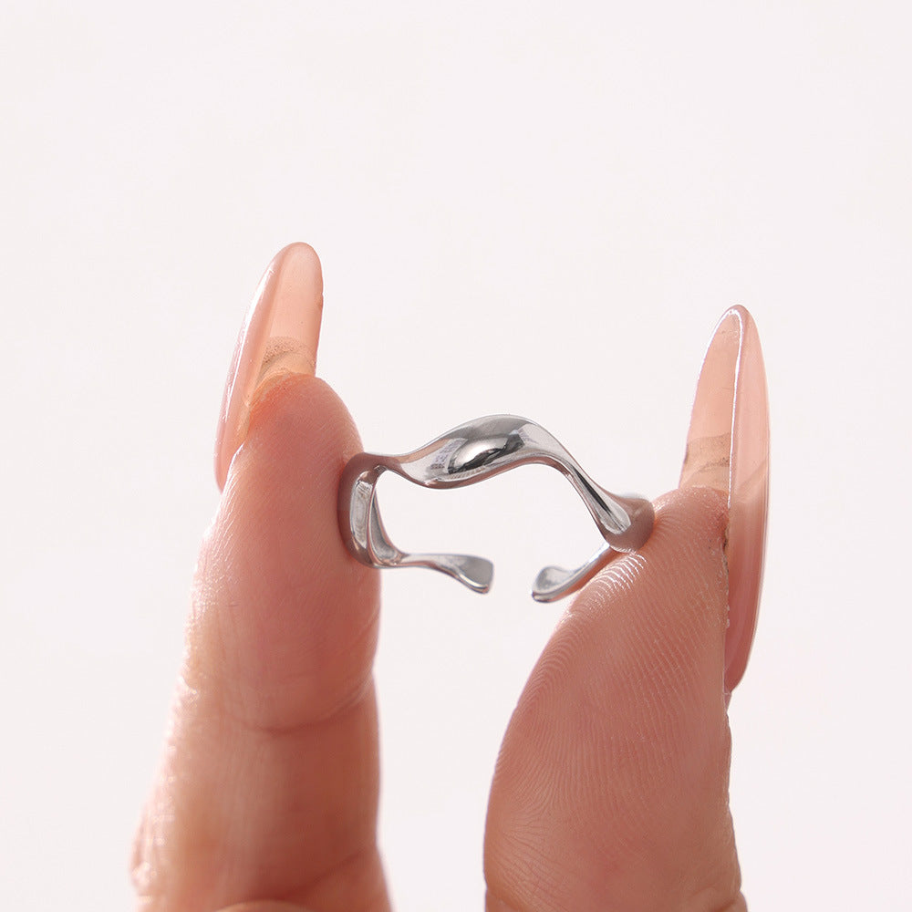316L Stainless Steel Elegant Curved Band Ring - Image 11