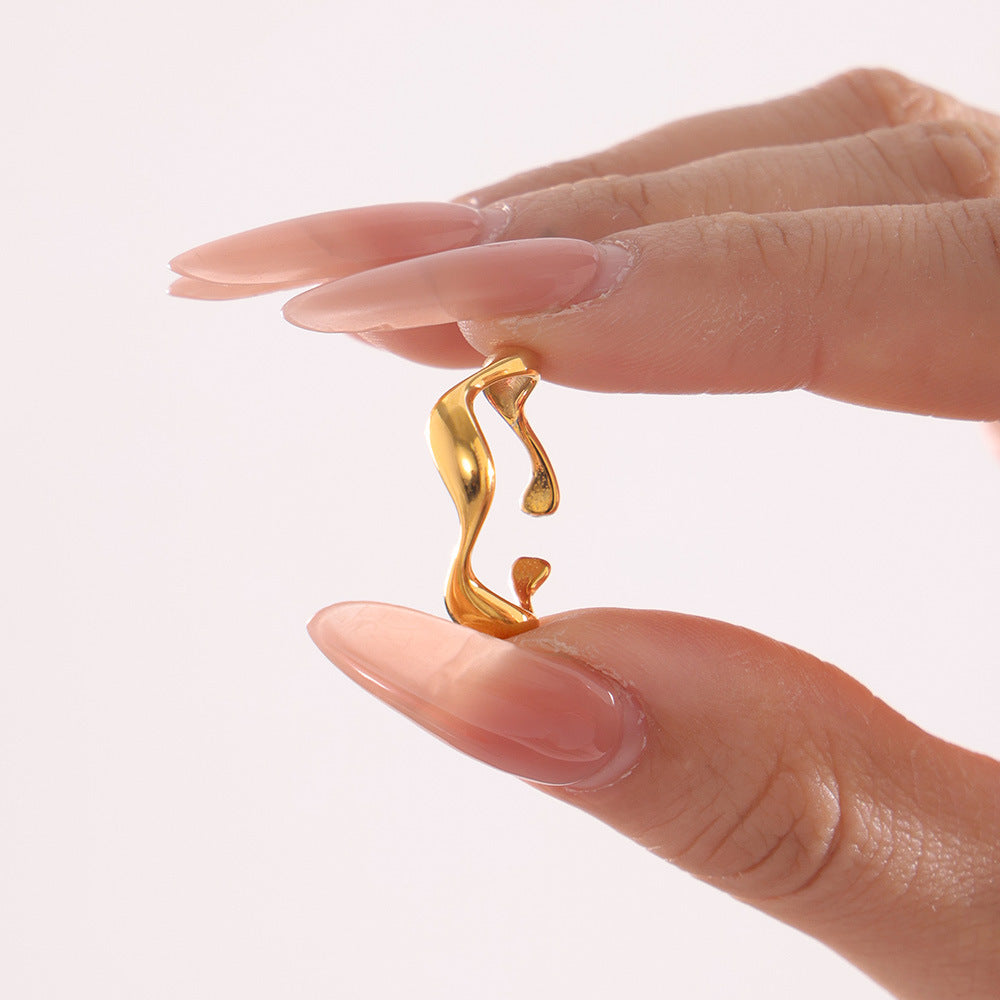 316L Stainless Steel Elegant Curved Band Ring - Image 3