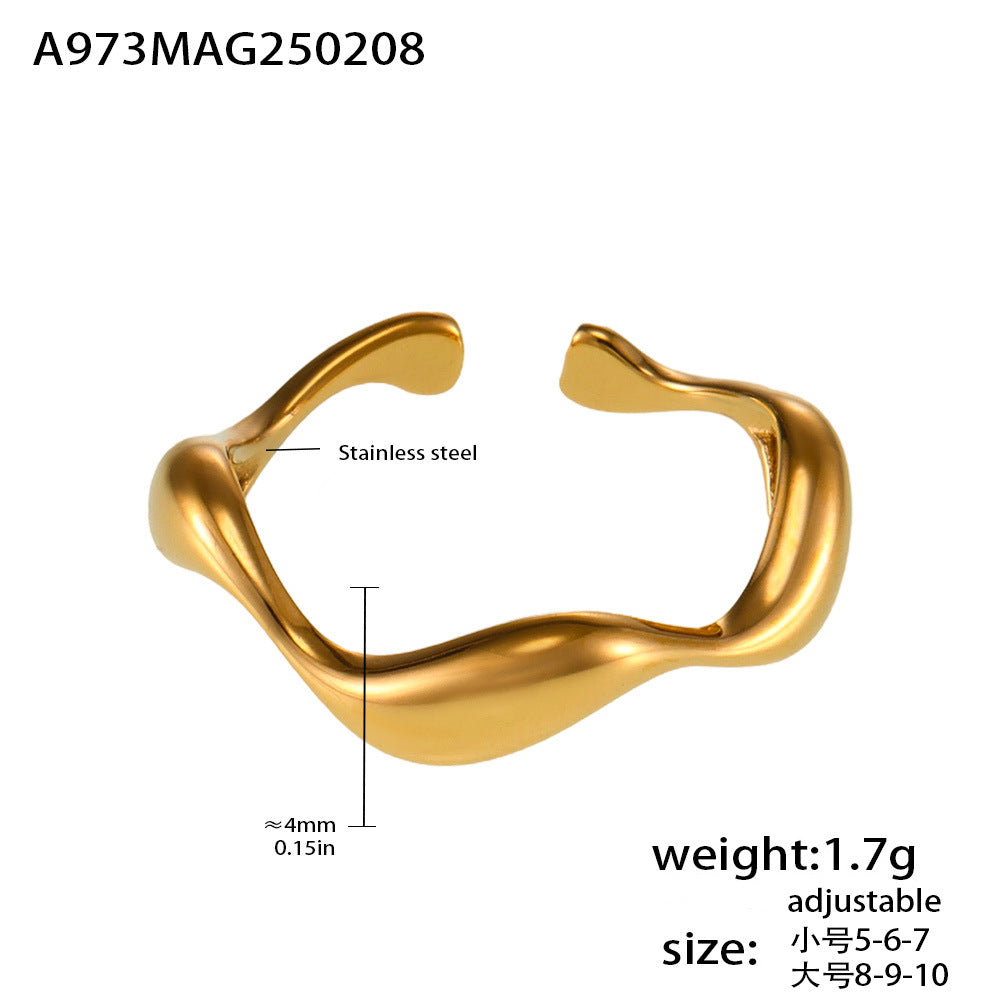 316L Stainless Steel Elegant Curved Band Ring - Image 6