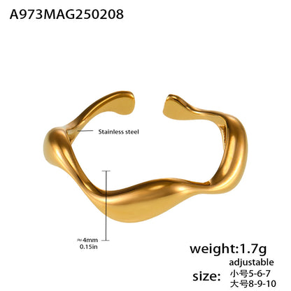 316L Stainless Steel Elegant Curved Band Ring - Image 6