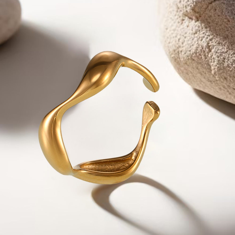 316L Stainless Steel Elegant Curved Band Ring - Image 7