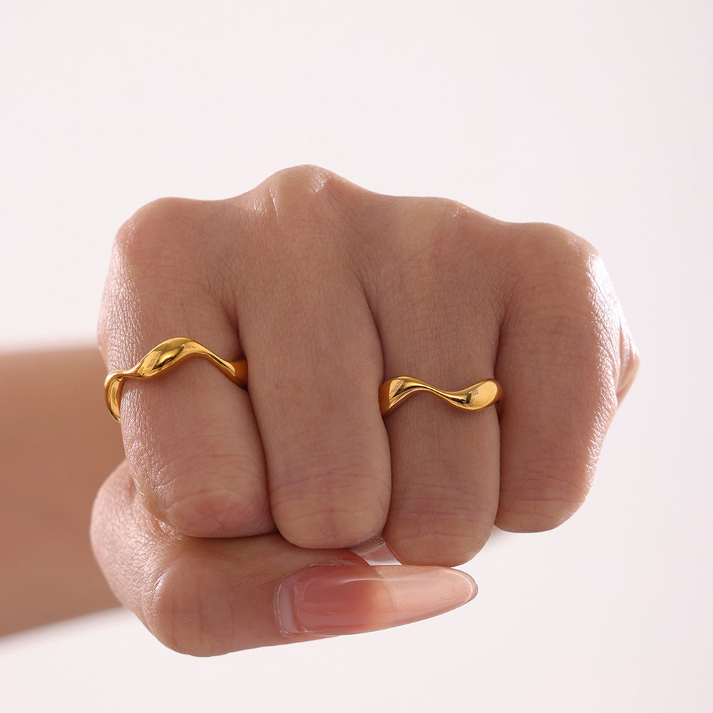 316L Stainless Steel Elegant Curved Band Ring - Image 8