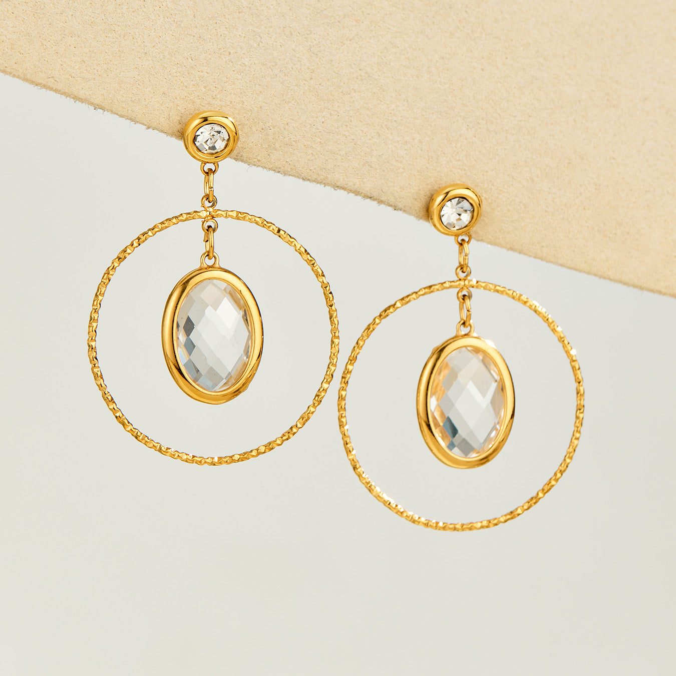 316L Stainless Steel 18K PVD Gold Elegant Double-layer Oval Earrings made with 316L stainless steel and 18K PVD gold finish for wholesale jewelry buyers - image 11
