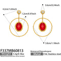 Red Glass Stone Gold / Earrings