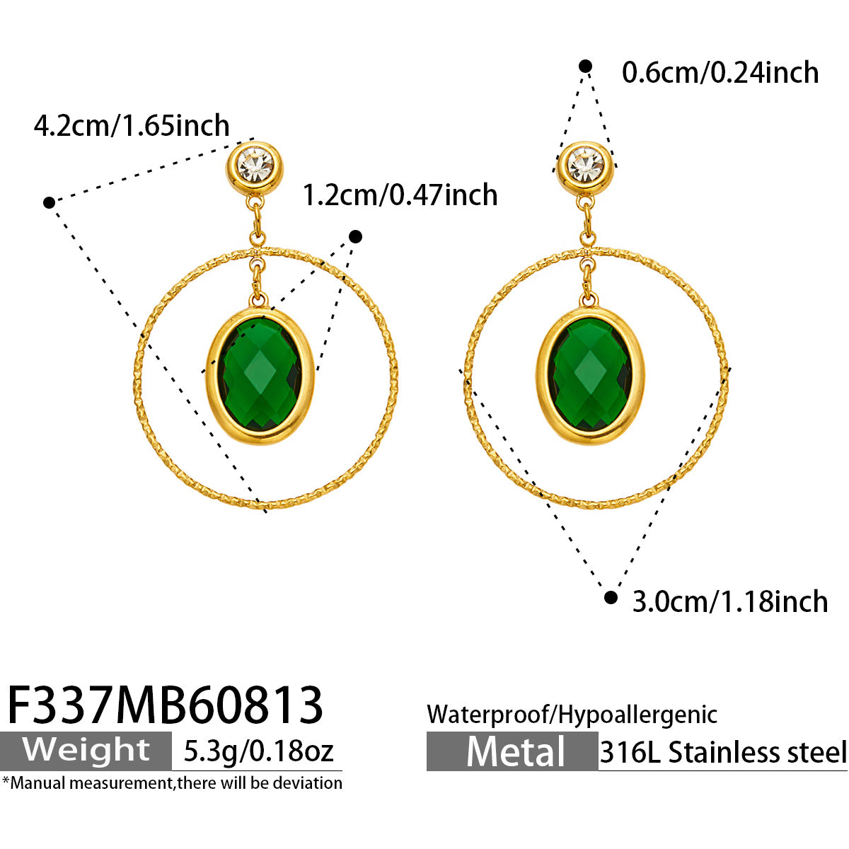 316L Stainless Steel 18K PVD Gold Elegant Double-layer Oval Earrings made with 316L stainless steel and 18K PVD gold finish for wholesale jewelry buyers - image 5