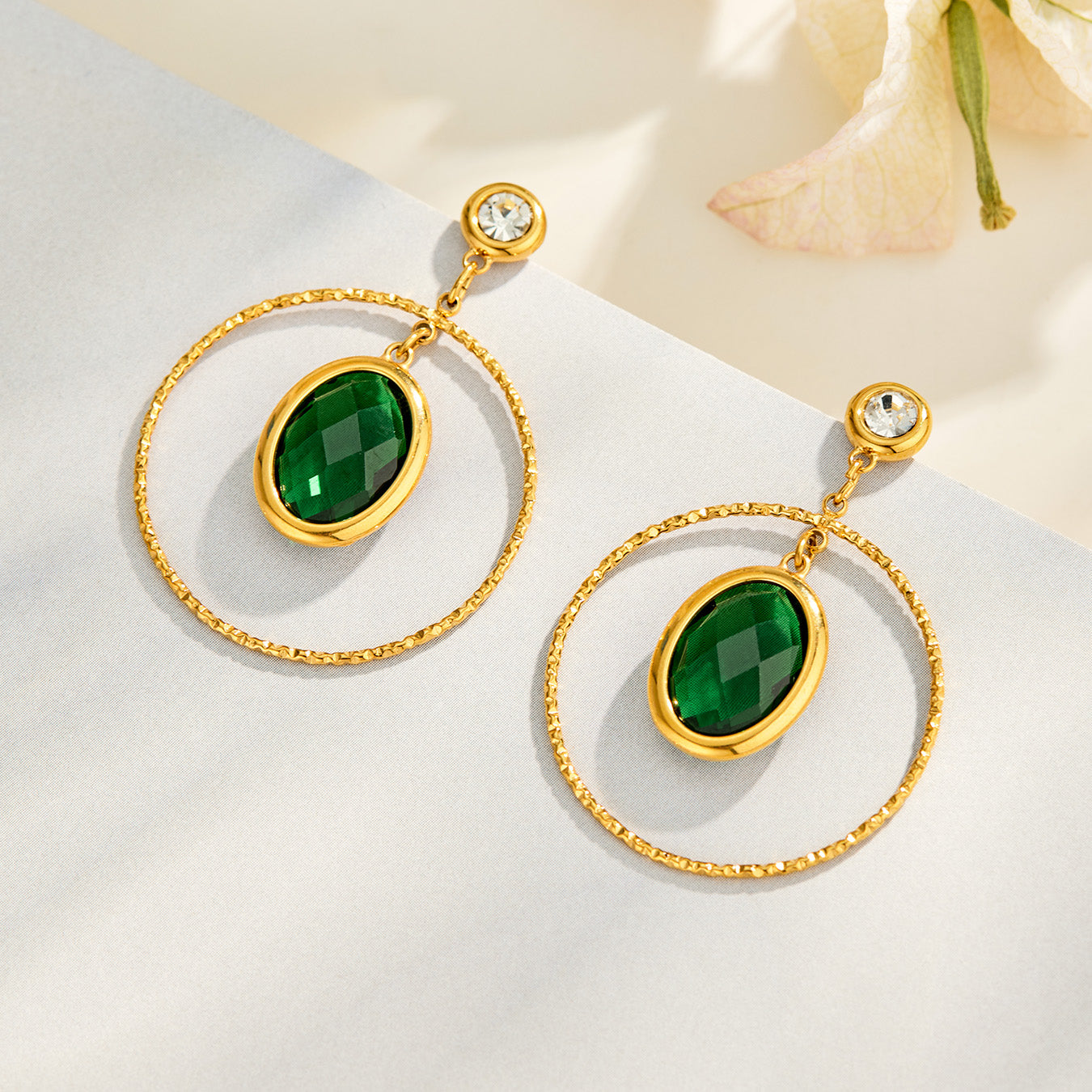 316L Stainless Steel 18K PVD Gold Elegant Double-layer Oval Earrings made with 316L stainless steel and 18K PVD gold finish for wholesale jewelry buyers - image 8