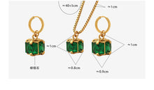 316L Stainless Steel Elegant Emerald Green Zircon Four-Prong Necklace & Earring Set - Image 6