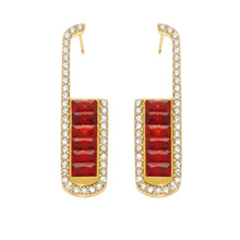 316L Stainless Steel Elegant Emerald Zircon U-shaped Stud Earrings - Image 5