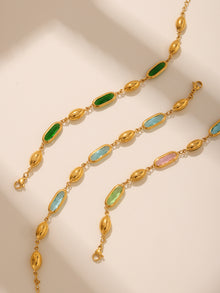 316L Stainless Steel Elegant Faceted Oval Opal Chain Bracelet - Image 14
