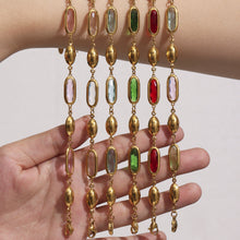 316L Stainless Steel Elegant Faceted Oval Opal Chain Bracelet - Image 2